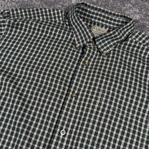 LL Bean Shirt Mens Green Plaid Kennebunk Sport Button Down XLT Wrinkle Resistant